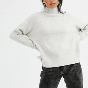 NWT Bershka Beige Grey Turtle Soft High Neck Sweater